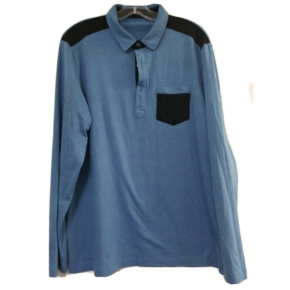 COOFANDY Men's long Sleeve Polo Shirts Powder blue